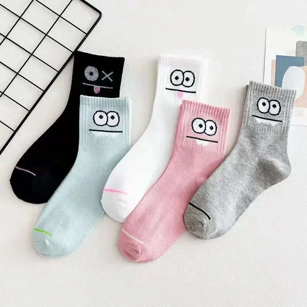 5 Pairs Women's Cute Expression Printed socks