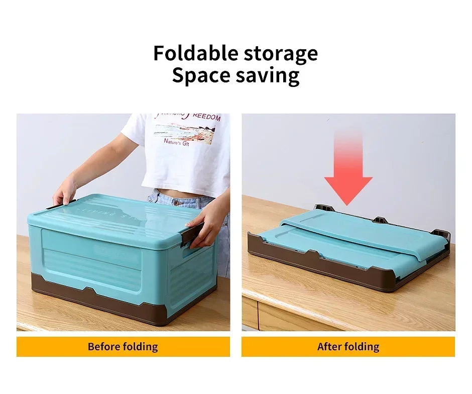 Stackable and foldable storage boxes for inside or outside use.