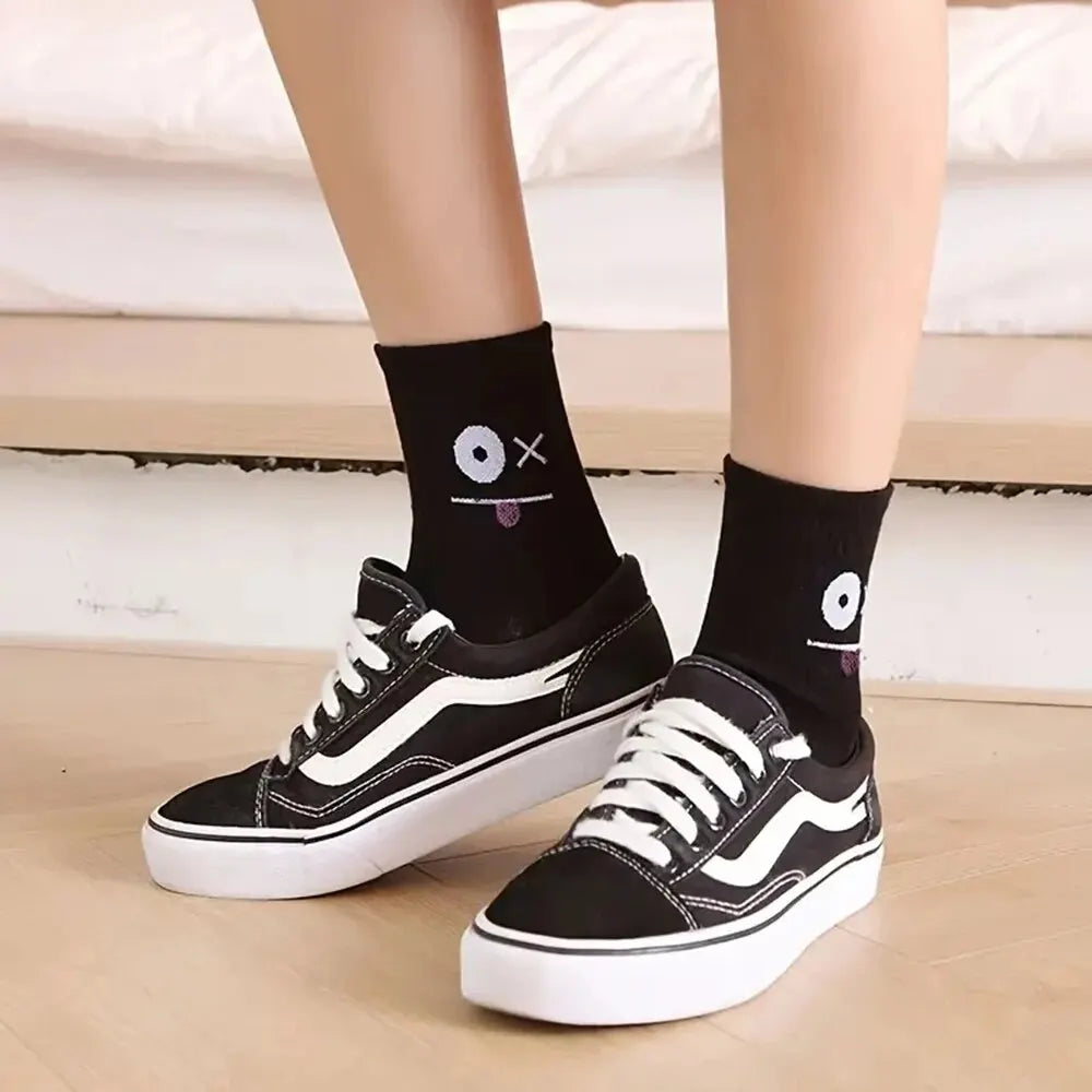 5 Pairs Women's Cute Expression Printed socks