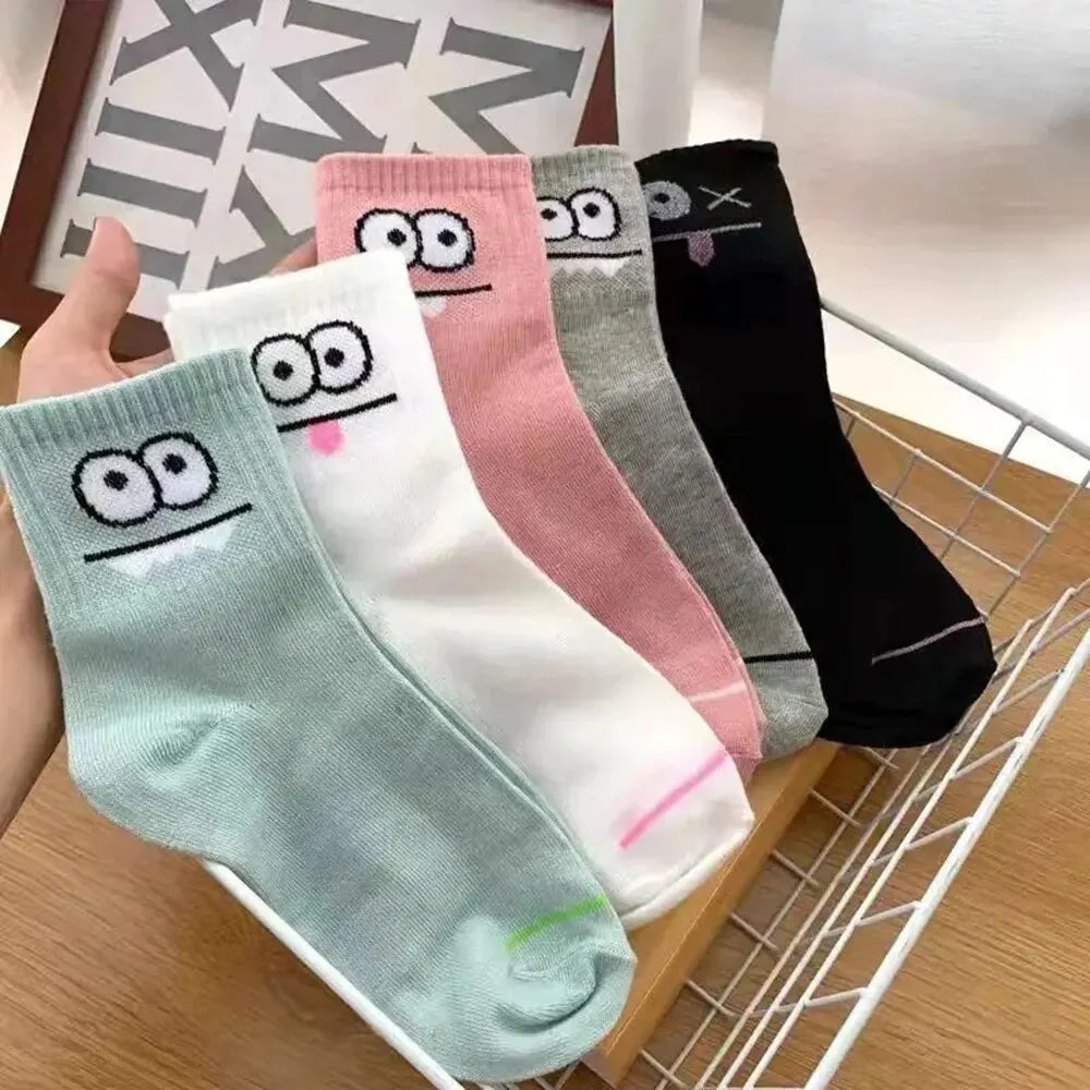 5 Pairs Women's Cute Expression Printed socks