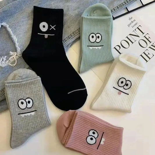 5 Pairs Women's Cute Expression Printed socks